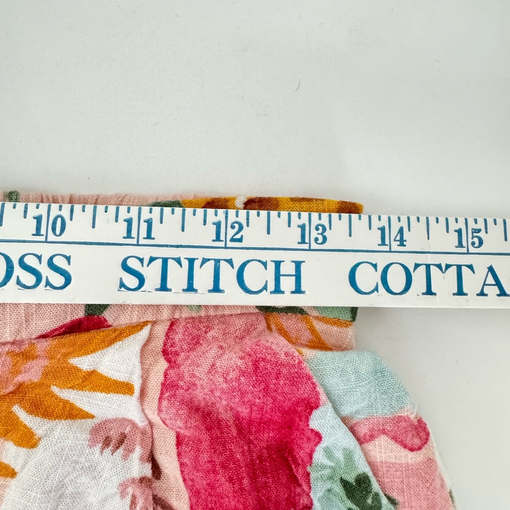 Paper Heart Fruit Print Linen Rayon Shorts Pink Multicolor High Waist Cruise S - Picture 5 of 8